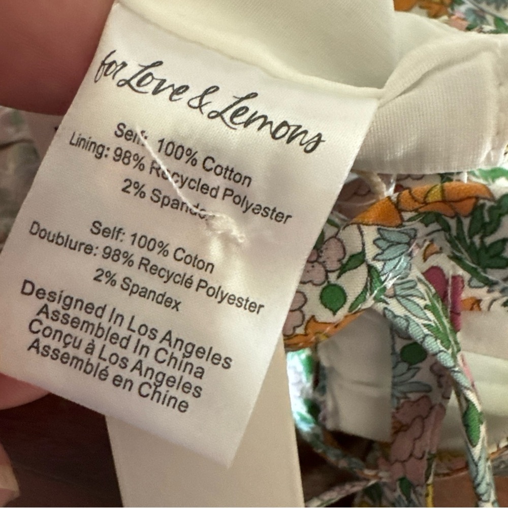 New FOR LOVE & LEMONS RALEIGH Green Floral Crop Top Puff Sleeves XS - Picture 6 of 8